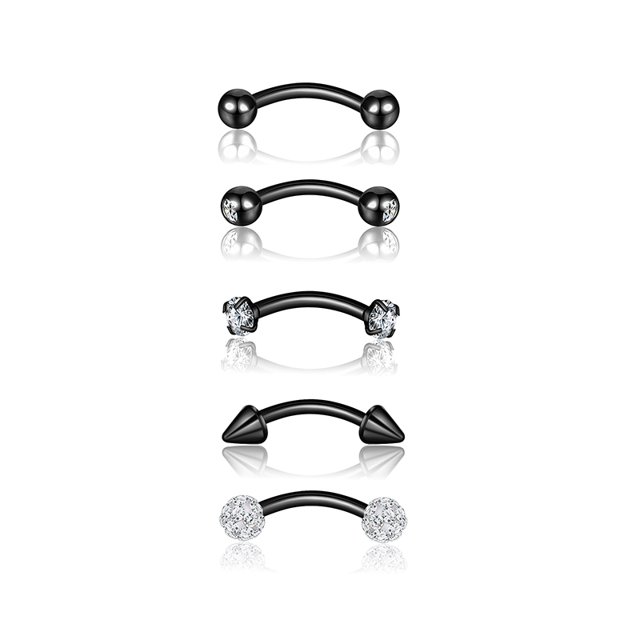 5Pcs Stainless Steel Rook Daith Earrings Belly Lip Ring Eyebrow Studs Cartilage Tragus Cubic Zirconia Barbell Body Piercing ZR