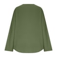 thumbnail image 6 of VBVC Women's Cotton Linen V Neck Button Blouse, Ladies' Loose Fit Long Sleeve Top, Casual Work Office Tunic Shirt For Women, Green , S-2XL, 6 of 6