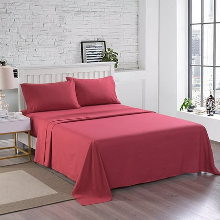 4Pieces 3000TC Soft Microfiber Bed Sheet Set,Wrinkle & Fade Resistant Collection Bed Sheet