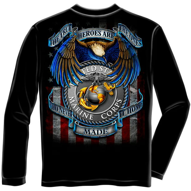 us marine corps usmc true heroes never made it home adult long t- shirt - Walmart.com