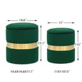 thumbnail image 3 of Homebeez Round Velvet Storage Ottoman,Vanity Stool Modern Upholstered Footstool Green , Pack of 2, 3 of 5