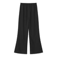 thumbnail image 4 of Yartina Womens Stretchy Wide Leg Palazzo Long Pants Casual Chiffon Elastic High Waist Loose Trousers Black M, 4 of 5