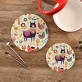 thumbnail image 2 of SKYSONIC Llama Flowers Birds Pot Holders Trivets, 2 Pcs Heat Resistant Trivets,Ethnic Design Elements Cotton Thread Weave Mats for Hot Pads Pans Pot Bowl Teapot for Kitchen Decor, 2 of 7