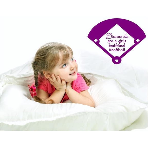 Vinyl Wall Decal: Softball Vinyl Wall Decal | Diamonds Are a Girl's Best Friend | Sports Quote | 20"x20" [CC1]