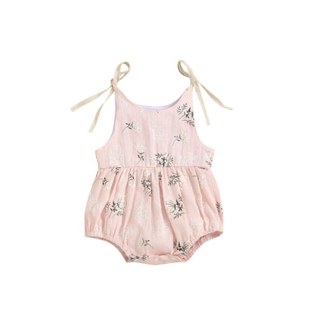 

Jkerther Newborn Infant Baby Girl Rompers Summer Sleeveless Strap Floral Rompers Jumpsuits Outfits Clothes