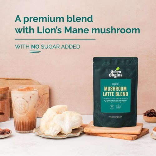Green Origins Organic Super Mushroom Latte Blend 100g, British Import (Pack of 2)