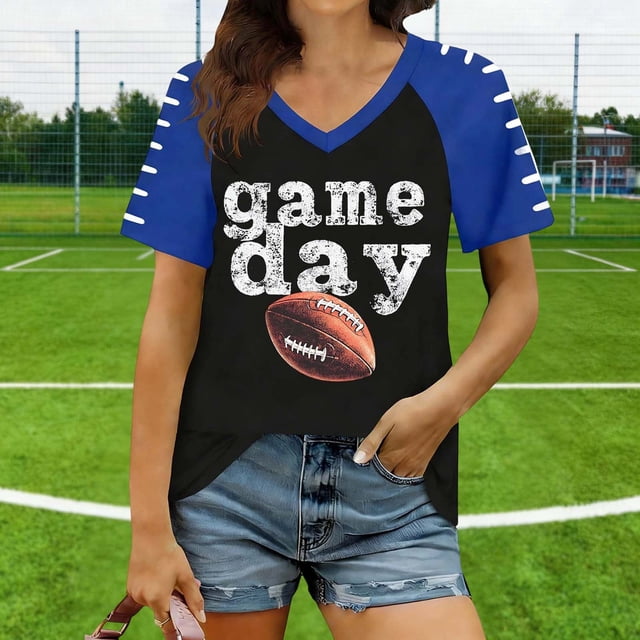 LVHAOGJOB Womens V Neck Tees Short Sleeve Print Shirts Daily Plus Size Tops for Ladies