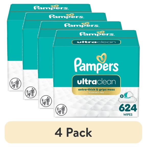 (4 pack) Pampers Free & Gentle Baby Wipes, 8-Pack 624 Wipes (Select for More Options)