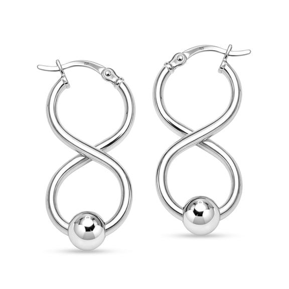 LeCalla 925 Sterling Silver Hoop Earrings for Women | Twisted Ball Bead Click-Top Drop Earrings