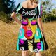 thumbnail image 5 of Vestido de manga corta con grafiti abstracto, atuendo para festival, vestidos de mujer para eventos especiales, 5 of 7