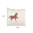 thumbnail image 3 of Set Of Two 20" X 12" Beige And Brown Horse Zippered Handmade Faux Leather Lumbar Pillow With Embroidery, 3 of 7