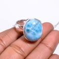 thumbnail image 2 of Natural Blue Larimar Gemstone 925 Sterling Silver Handmade Statement Ring Gift Jewelry for Her, 2 of 5