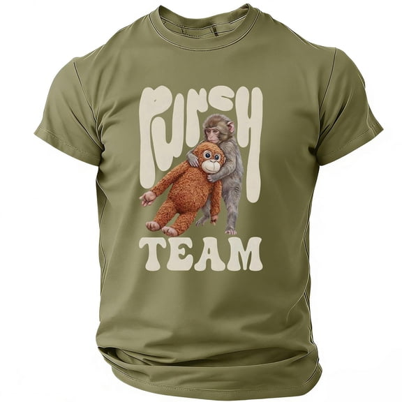 Youpwaven Men's Punch the Monkey Graphic T-Shirt, Fun Animal Print Short Sleeve Crew Neck Top, Casual Soft Breathable Streetwear Shirt