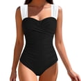 thumbnail image 5 of Mifsaly Womens One Piece Swimsuit Ruched Tummy Control Bathing Suits Color Block Strap Cross Front Monokini Slim Fit Athletic Swimming Swimwear XL, 5 of 7