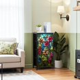 thumbnail image 2 of Dresser for Bedroom with 4 Storage Drawers Decorative Flower Vine Stained Glass Window Film Dressers Chest of Drawers Steel Framed Fabric Closet Organizers for Entryway, 2 of 7