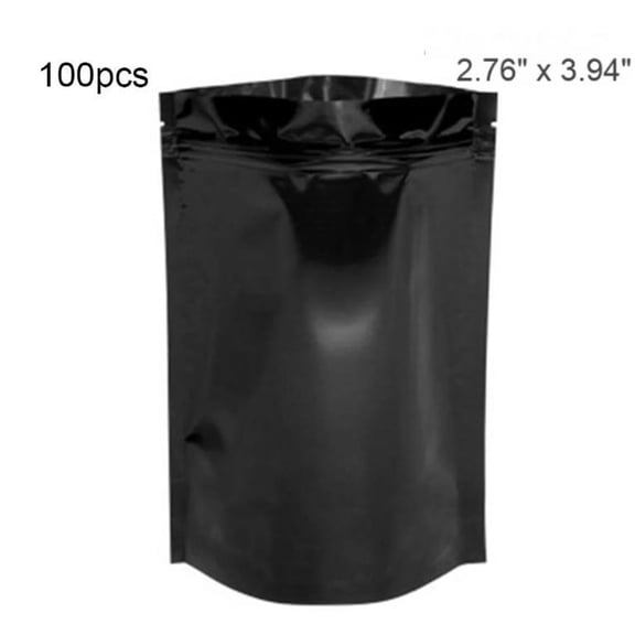 100 Pcs Mylar Bags, Resealable Mylar Bags, Stand Up Foil Pouch for Zip Aluminium Foil Lock Food Storage Packaging Airtight Zipper Pouches 2.76x3.94"
