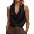 thumbnail image 2 of Satin Tank Tops for Women Elegant Dressy Casual Cowl Neck Loose Fit Sleeveless Shirt Going out Tops Summer Outfits, 2 of 5
