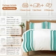 thumbnail image 6 of Colorful Stripes Bedding Duvet Cover Set Queen Size 4 Pieces Teal Green Wood Texture White Bedding Set with Zipper Closure, 1 Comforter Cover 90x92 Inches 1 Flat Sheet & 2 Pillow Cases, 6 of 7