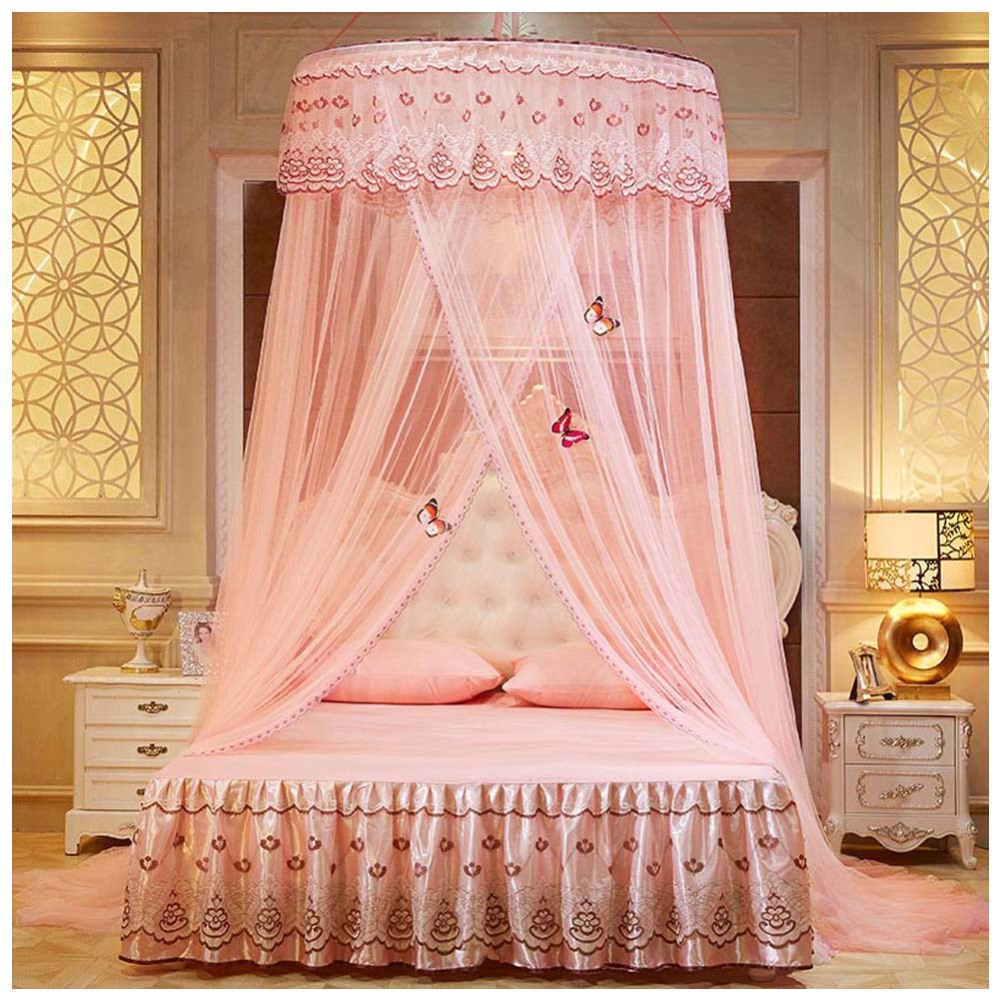 Round Lace Curtain Dome Princess Queen Bed Canopy Netting Mosquito Nets