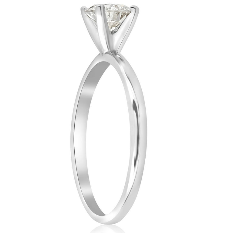 Pompeii 3 4 Ct Round Cut Natural Diamond Solitaire Engagement Ring 14k White Gold G H I1