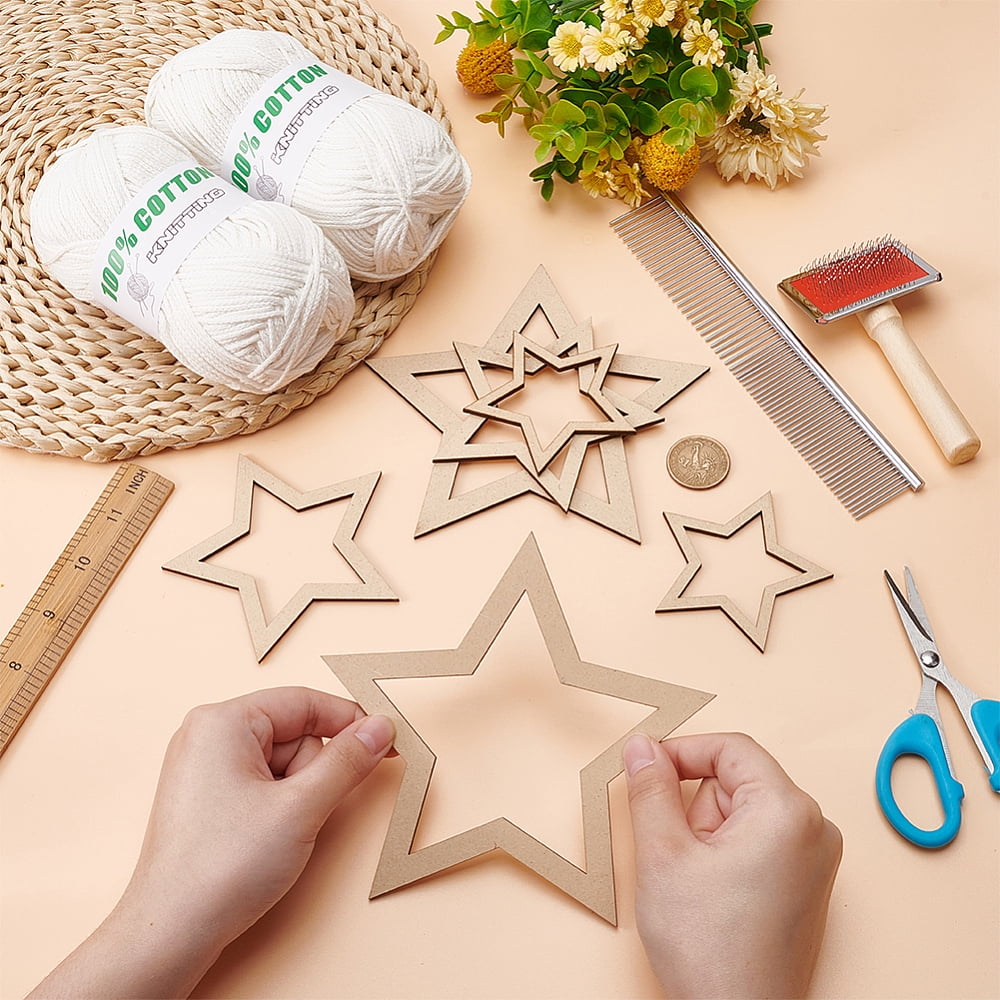 295 Yards/270m 2mm Premium Polyester Macrame Cord Crochet Thread Polyester Crochet Bag Yarn Kit with 6Pcs Wooden Star Frames 2Pcs Tassel Combs for