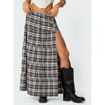 thumbnail image 3 of Elippeo Women's Plaid Long Skirts Vintage Elastic Waist Side Slit Tiered Midi Skirts Casual Flowy Skirts, 3 of 7