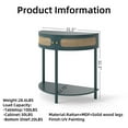 thumbnail image 3 of Half Moon Design Console Table with Sliding Rattan Door in Antique Green 31.5x15.75x32.3 Stylish Entryway Storage, 3 of 12