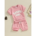 thumbnail image 3 of Bagilaanoe 2pcs Toddler Baby Girl Shorts Set Short Sleeve Letter Embroidery T Shirt Tops + Shorts 6M 12M 18M 24M 3T Kids Casual Summer Clothes, 3 of 9