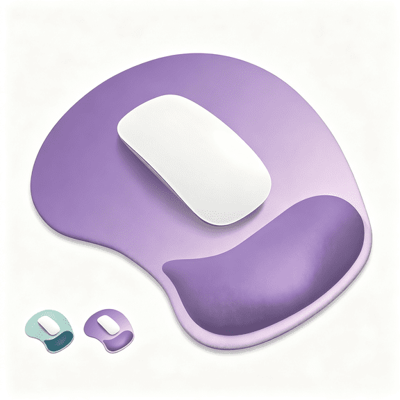 HBMYN Ergonomic Mouse Pad, Cushioned Gel Wrist Rest, Non-Slip Base, Smooth Surface, Cute Multi-Color, 9.5 x 8.2 in, Lavender Fade, gel mouse pad for Office