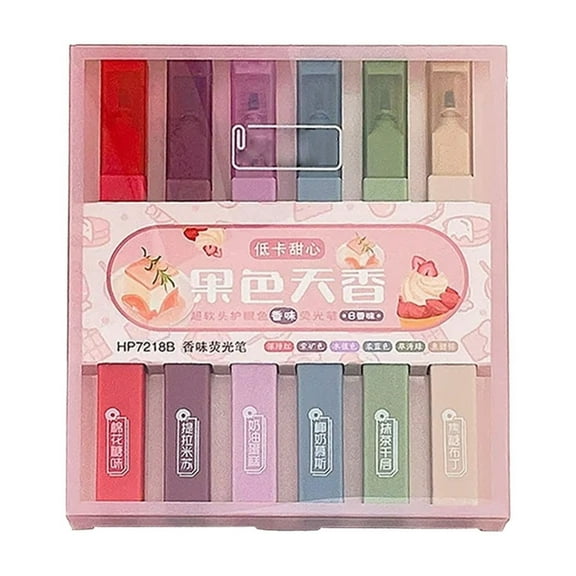 CoreLiving Scented Stacking Highlighters, 6-Pack - Assorted Colors Essential Oil Infused Pens, Stackable Mix & Match Design for Office Supplies and Bible Study No Bleed Markers