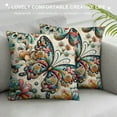 thumbnail image 3 of GOSMITH  Butterfly Throw Pillow Cover Spring White Floral Pattern with Colorful Butterflies and Flowers Decorative Rectangular Pillowcase for Sofa and Bed Couch, 3 of 5