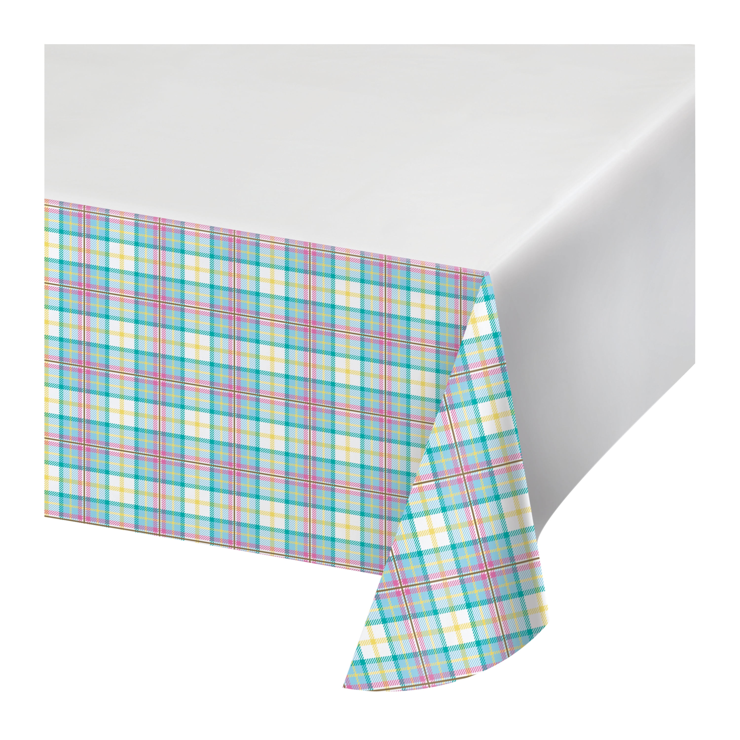 Easter Plaid Plastic Tablecloths, 3 Count