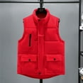 thumbnail image 3 of MELDVDIB Mens Zip-Up Quilt Puffer Vest Coats Solid Color Sleeveless Stand Collar Jackets Thickened Warm Padded Outwear with Pockets, 3 of 3