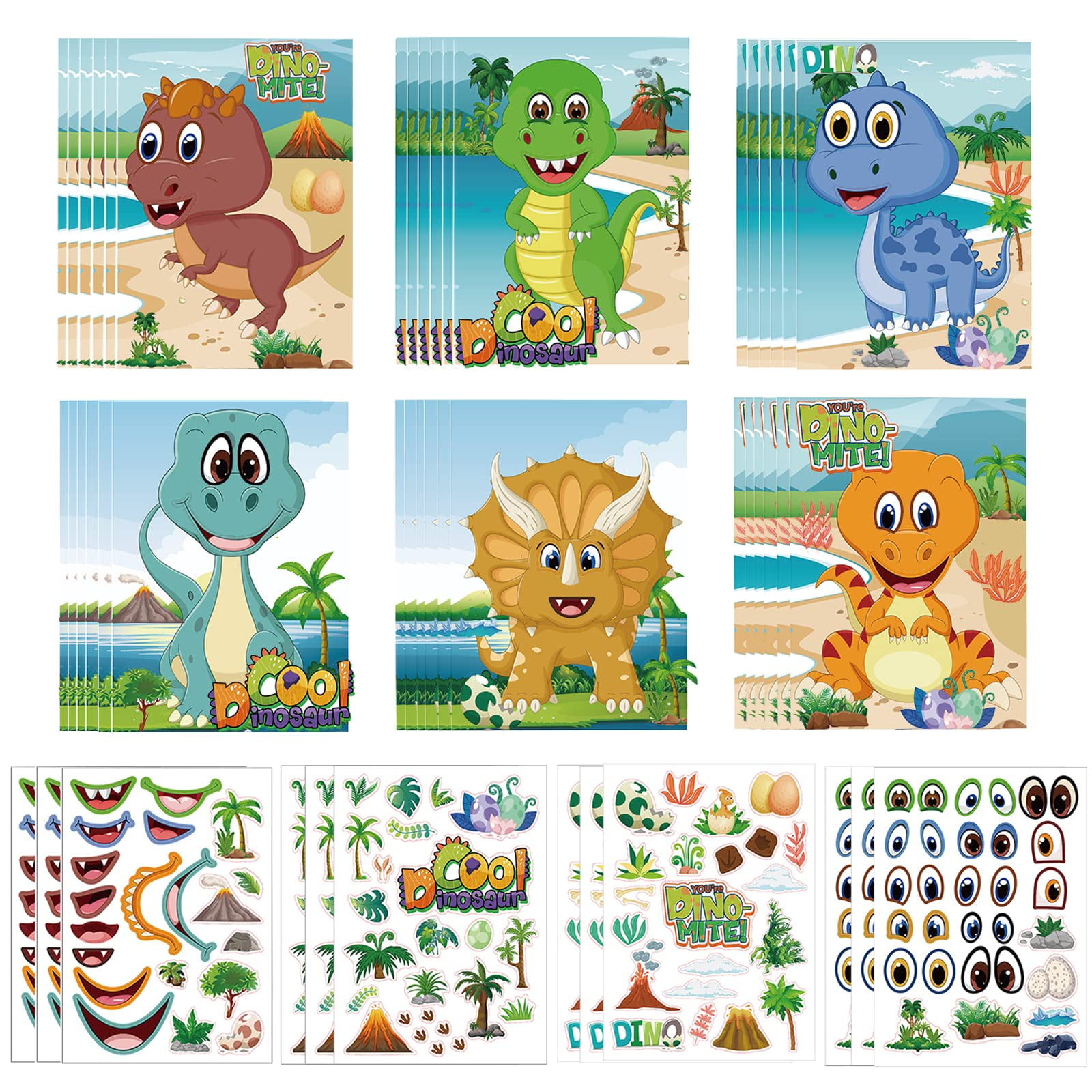 48 Sheets Make a Dinosaur Stickers Dinosaur Party Favors Make Your Own