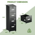 thumbnail image 5 of GAEANET Upgrade 56" H 4 Drawer Vertical File Cabinet with Wheels, Lockable Home Office Metal File Cabinet for Legal/Letter A4 Size, Assembly Required,Black, 5 of 12