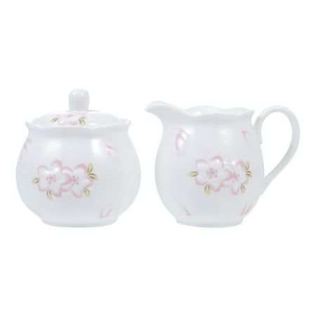 

1 Set Embossed Milk Kettle Sugar Pot with Lid Exquisite Coffee Candy Container