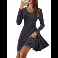 thumbnail image 3 of Vestido de Suéter de Larga, Vestido de Otoño, Cuello Redondo, Cintura Alta, Vestido Ajustado, Vestido Casual para Mujer Gris Oscuro S, 3 of 7