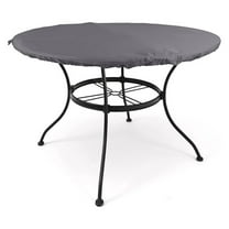 Round Table Cover - Water-Resistant Polyester, 42-48 Inch, Patio Furniture Cover - Adjustable Straps, Windproof, Charcoal