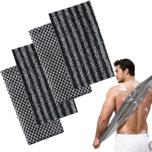 Exfoliating Shower Towel, 2026 New Shower Towel, Rip-Resistant Exfoliating Washcloth, Long Washcloth Back Body Scrubber for Men & Women, Machine Washable & Quick-Dry (4pcs-A),2