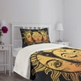 thumbnail image 3 of Ambesonne Psychedelic Quilted Bedspread Set 2 Pcs, Mystic Moon Sun, Twin Size, Yellow Dark Blue, 3 of 5