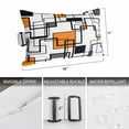 thumbnail image 3 of Outdoor Lumbar Pillows with Strap & Insert Orange Modern Geometric Recliner Head Pillow Pack of 2 Abstract Lines Squares Waterproof Headrest Patio Lounge Chair Pillows for Beach Office 11x16 Inch, 3 of 9