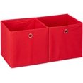 thumbnail image 1 of Ensemble de 2 Boîtes de Rangement, Tissu Carré, Cubique, 30X30X30 cm, Rouge, Polyester, Carton, 30 X 30 X 30 cm, 1 of 6