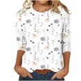 thumbnail image 1 of CEHVOM Blouse Mode Femme Manches Trois-Quarts Col Rond Rétro Imprimé de Pâques Ample, 1 of 5