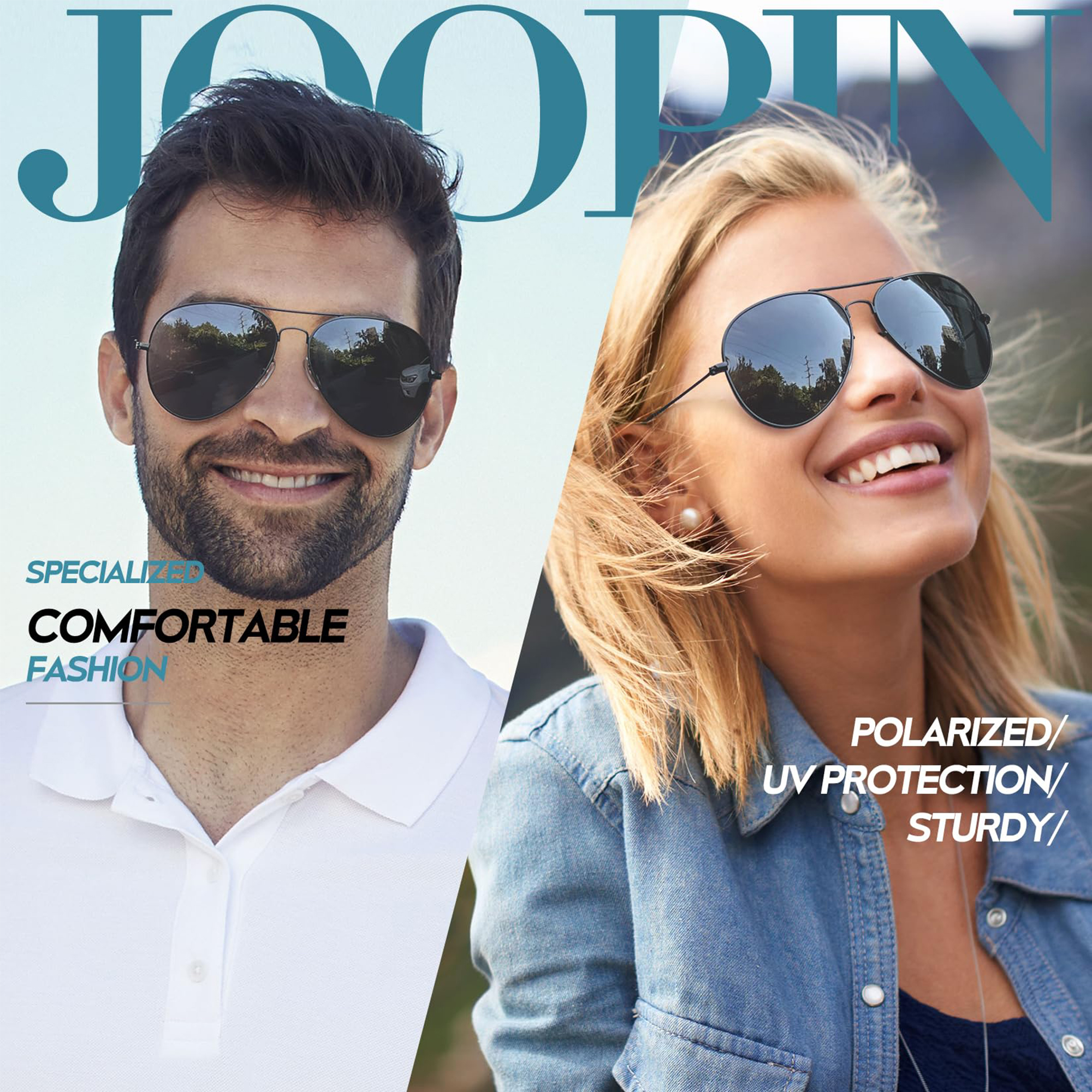 Joopin Polarized Aviator Sunglasses, Black photo 2