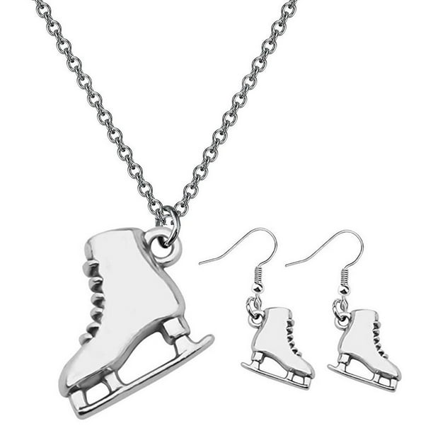 ColoMX Anillo para el cuello con forma de patín, aretes hechos a mano, suministros de joyería creativos (plata), 3 uds.
