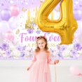 thumbnail image 5 of 10x7ft Four Ever a Princess Backdrop Princess 4th Birthday Backdrop 4 Year Old Girl Birthday Party Decorations Photo Booth Props, 5 of 9