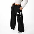 thumbnail image 5 of GiLiling Girl's Bowknot Baggy Sweatpants, Cute Straight Leg Athletic Pants, Elastic Waist Drawstring Pant for Teen Girls (Black, 11-12 Years), 5 of 7