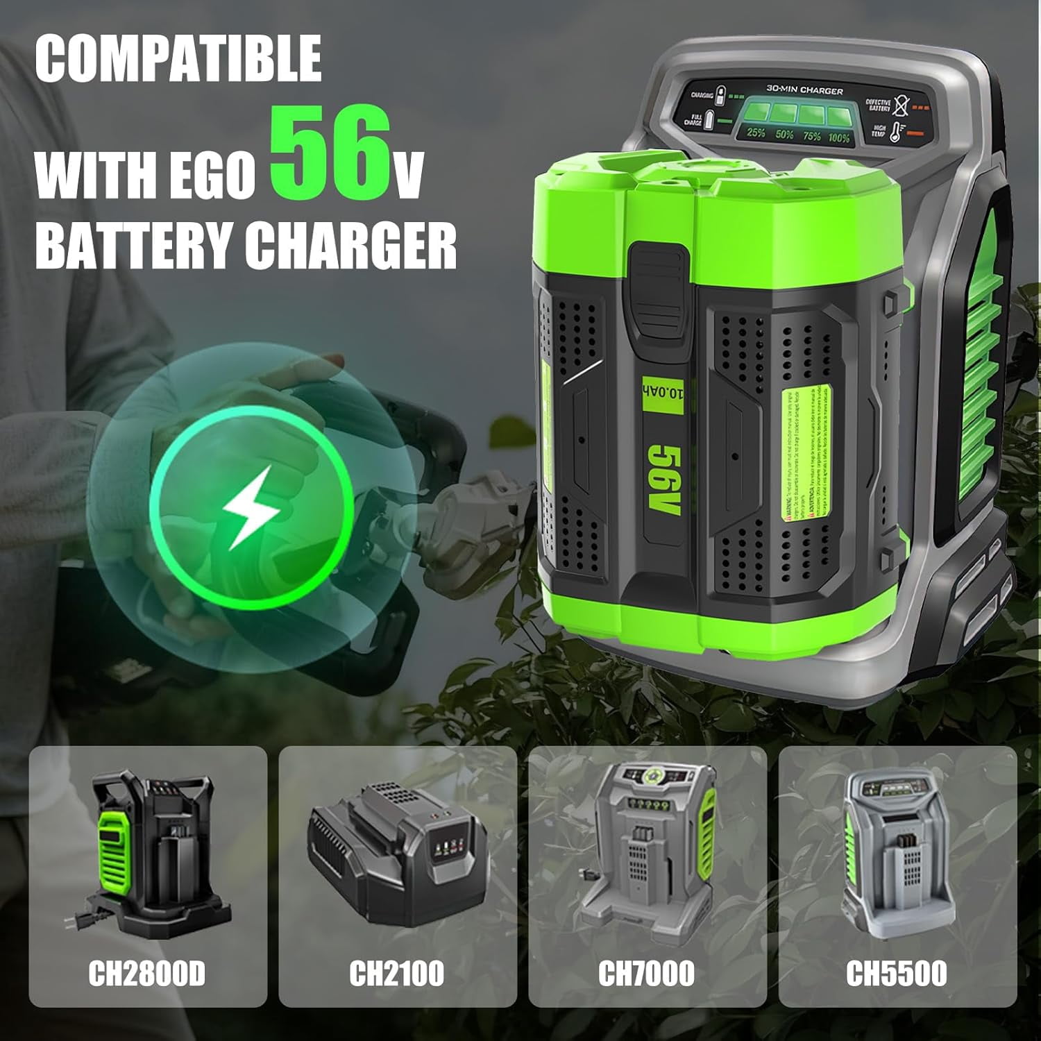 2Packs 10000mAh Replacement for EGO 56V Battery Compatible with EGO 56 Volt Lithium Battery Power+ Tools BA2800 BA4200 BA4200T CS1604 CS1804 CS1403 HT2400 LB6504 LB5804 LB6500 LB4800 PH1400