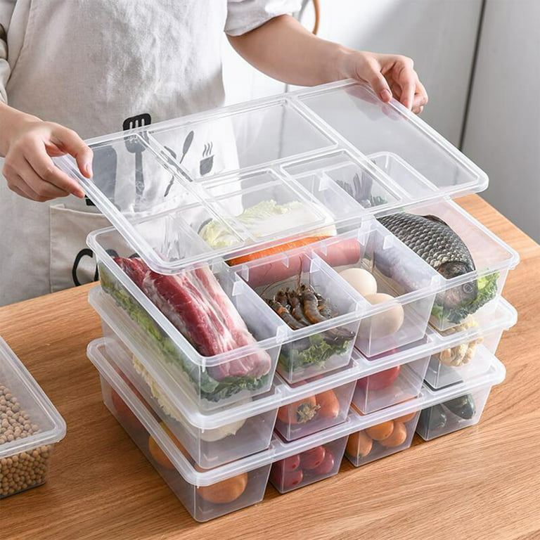 SRstrat Plastic Storage Containers Divided Tray With Lid Sealed Sectioned  Fruit Snack Serving Platter Vegetable Storage With 5 Compartments Snackle  Box Charcuterie Container Fridge Organizer 