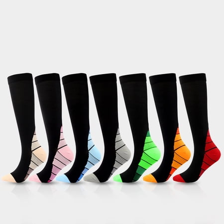 Minifaceminigirl 7 Pair Compression Socks for Women Men Circulation  20-30mmhg Compression Socks for Running Nurse Swelling Travel Flight